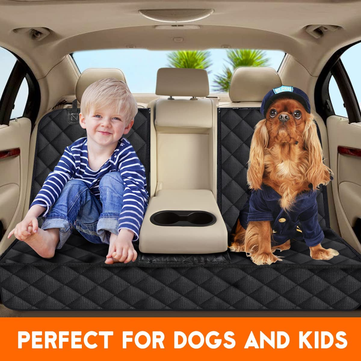 Premium Waterproof Dog Car Seat Cover - Non-Slip Back Seat Protector for Pets, Fits Most Cars, Trucks, and SUVs - Black